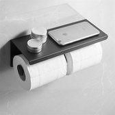 TDR-Dubbele toiletrol houder - met geïntegreerd Roestvrijstalen plankje / planchet 260 * 100 * 100 mm-zwart