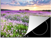 KitchenYeah® Inductie beschermer 59x51 cm - Lavendel - Bloemen - Zonsondergang - Paars - Weide - Kookplaataccessoires - Afdekplaat voor kookplaat - Inductiebeschermer - Inductiemat - Inductieplaat mat