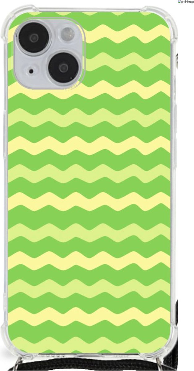 iPhone 14 Plus Doorzichtige Silicone Hoesje Waves Green