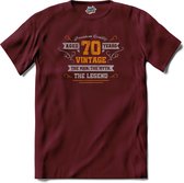 70 Jaar vintage legend - Verjaardag cadeau - Kado tip - T-Shirt - Heren - Burgundy - Maat XXL