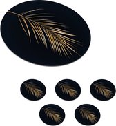 Onderzetters voor glazen - Rond - Planten - Goud - Zwart - Bladeren - Luxe - 10x10 cm - Glasonderzetters - 6 stuks