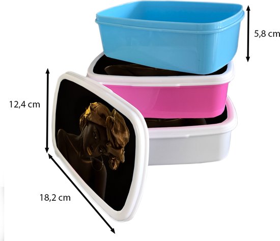 Boîte à pain Wit - Boîte à lunch - Boîte à pain - Femme - Foulard - Or - Luxe - 18x12x6 cm - Adultes