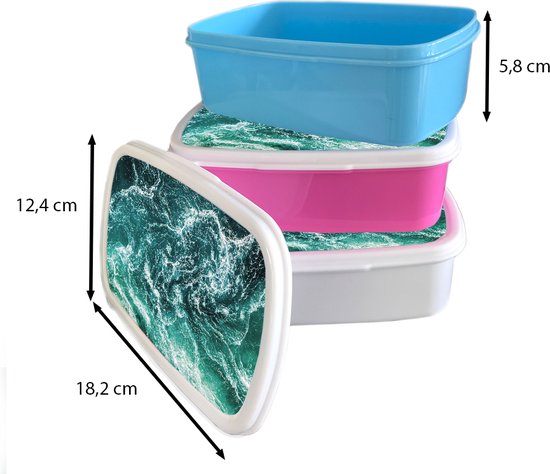 Broodtrommel Roze - Lunchbox - Brooddoos - Oceaan - Water - Zee - Luxe - Groen - Turquoise - 18x12x6 cm - Kinderen - Meisje
