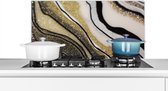 Spatscherm keuken 90x45 cm - Kookplaat achterwand Edelsteen - Abstract - Marmer print - Natuur - Muurbeschermer - Spatwand fornuis - Hoogwaardig aluminium