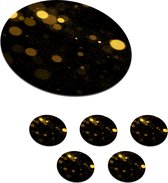 Onderzetters voor glazen - Rond - Goud - Abstract - Luxe - Zwart - 10x10 cm - Glasonderzetters - 6 stuks