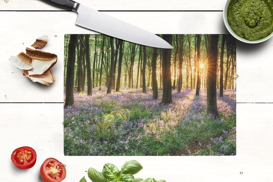 Planche à découper en Verres - 28x20 - Forêt - Fleurs - Lavande - Soleil - Violet - Nature - Planches à découper en Glas