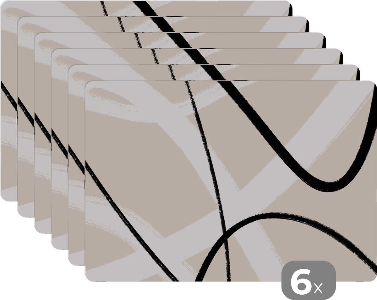 Placemat - Abstract - Minimalisme - Lijn - Placemats - Onderleggers - 45x30 cm - 6 stuks