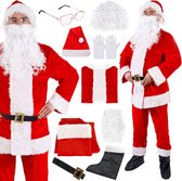Springos Kerstman Kostuum | Kerstman Pak | Verkleedkleding | 9-Delig | Rood/Wit