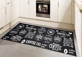 Coffee Keukenloper Anti-Slip - Keukenmat Keuken Tapijt - Antraciet - 80x250CM