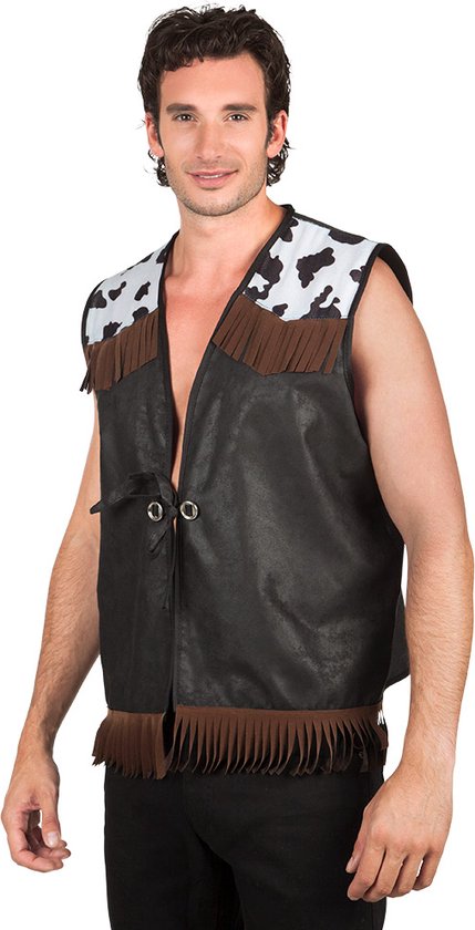 Boland - Gilet Western zwart (L/XL) - Volwassenen - Cowboy - Cowboy - Indiaan