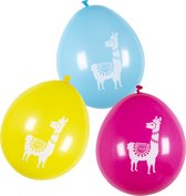 Boland - 6 Latex ballonnen Lama - Multi - Knoopballon