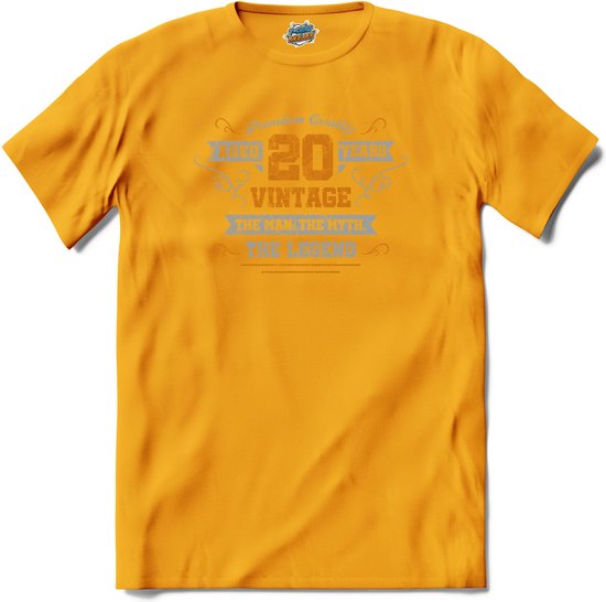 20 Jaar vintage legend - Verjaardag cadeau - Kado tip - T-Shirt - Meisjes - Geel - Maat 12 jaar