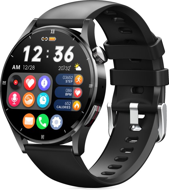 SAMTECH Smartwatch - Heren & Dames – horloge – met HD Touchscreen - Stappenteller, Calorie Teller, Slaap meter – Zwart