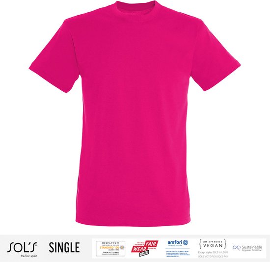 Sol's Heren T-Shirt 100% biologisch katoen Ronde hals Roze Maat XL