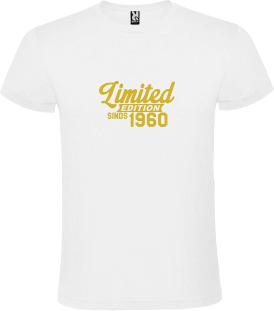 Wit T-Shirt met “ Limited edition sinds 1960 “ Afbeelding Goud Size XXXXL