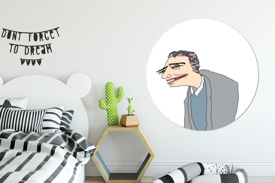 Animation d'un homme heureux Assiette en plastique cercle mural ⌀ 150 cm XXL / Groot format!