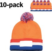 Oranje mutsen Nederland - 10 stuks - Holland muts - Oranje beanie voetbal - Nieuwjaarsduik
