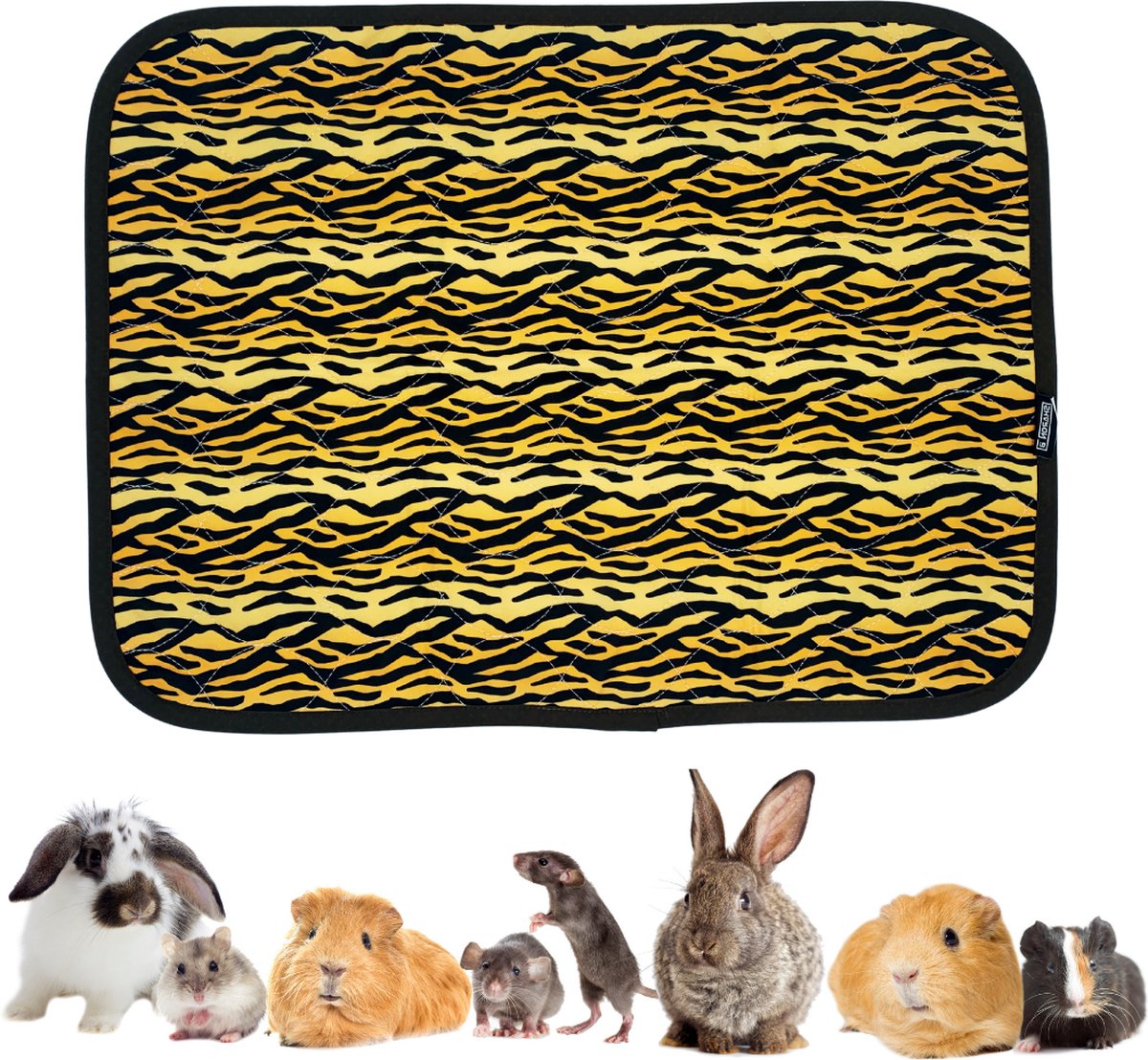 Strooiselmat Voor knaagdieren - Fleece - 76x81 cm - Tijgerprint - Bodembedekking - Voor konijn, cavia, muis, fret, chinchilla, rat