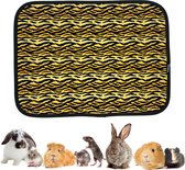 Strooiselmat Voor knaagdieren - Fleece - 76x81 cm - Tijgerprint - Bodembedekking konijnen knaagdieren - Super absorptie