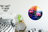 WallCircle - Wandcirkel - Muurcirkel - Schilderij - Olieverf - Waterlelie - Water - Aluminium - Dibond - ⌀ 60 cm - Binnen en Buiten