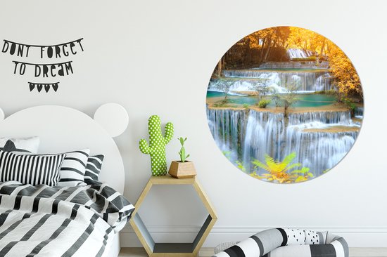 WallCircle - Cercle mural - Cercle mural - Chutes d'eau - Nature - Arbres - Tableaux ronds - Décoration d'intérieur - 150x150 cm - Décoration murale ronde - Plastique - Cercle de Décoration murale