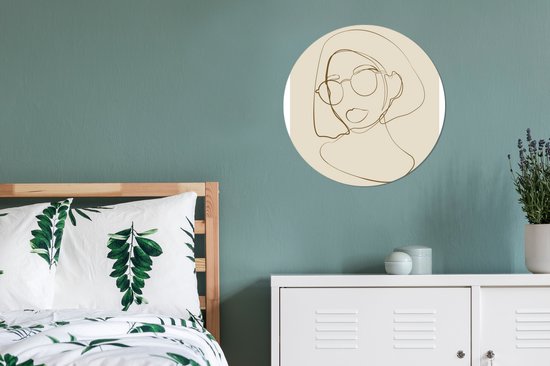 WallCircle - Cercle mural ⌀ 60 - Femme - Dessin au Line - Minimalisme - Tableaux ronds salon - Plaque murale ronde - Décoration murale cercle - Décoration chambre intérieure - Décoration murale murale cercle mural - Accessoires de maison