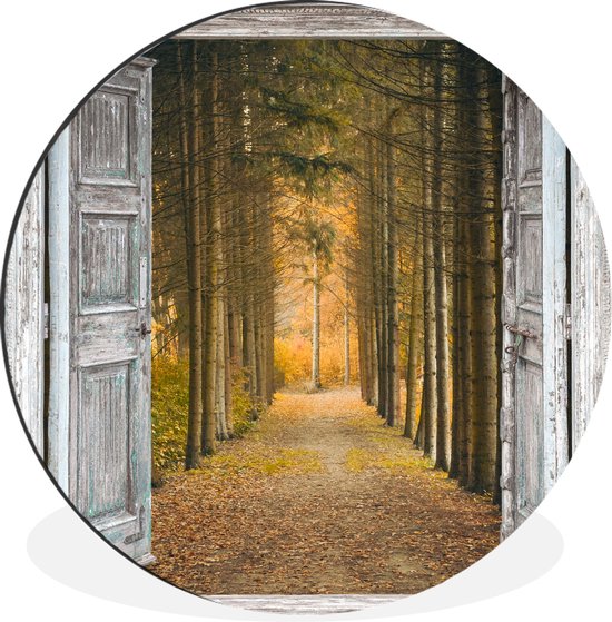 WallCircle - Cercle Mural - Cercle Mural - Forêt - Automne - Transparent - Aluminium - Dibond - 120x120 cm - Intérieur et Extérieur XXL