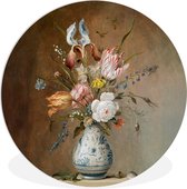 WallCircle - Wandcirkel 60x60 - Oude meesters - Bloemen - Balthasar van der Ast - Ronde schilderijen woonkamer - Wandbord rond - Muurdecoratie cirkel - Kamer decoratie binnen - Wanddecoratie muurcirkel - Woonaccessoires