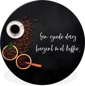 Cercle mural - Cercle mural - Proverbes - Une bonne journée commence par un café - Citations - Café - Aluminium - Dibond - 60x60 cm - Intérieur et Extérieur