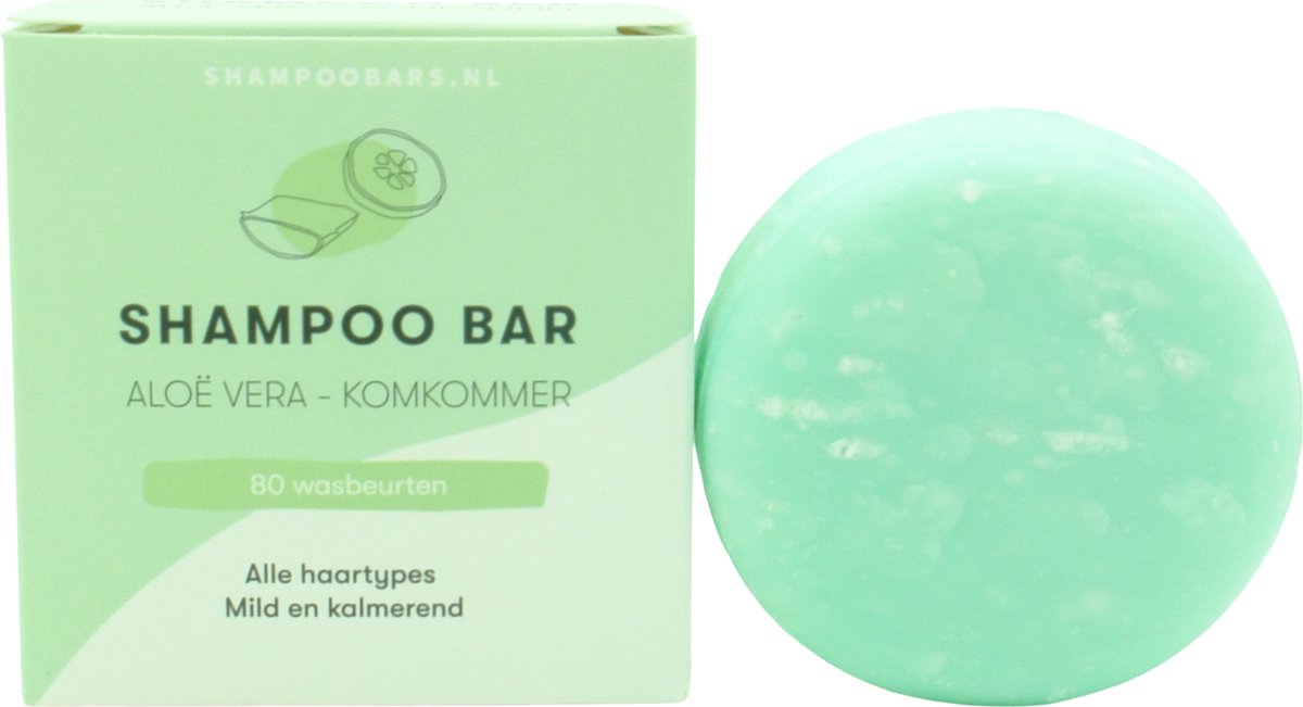 Shampoo Bar Aloë vera - komkommer voor alle haartypes - 60 gram - plasticvrij - shampoobar
