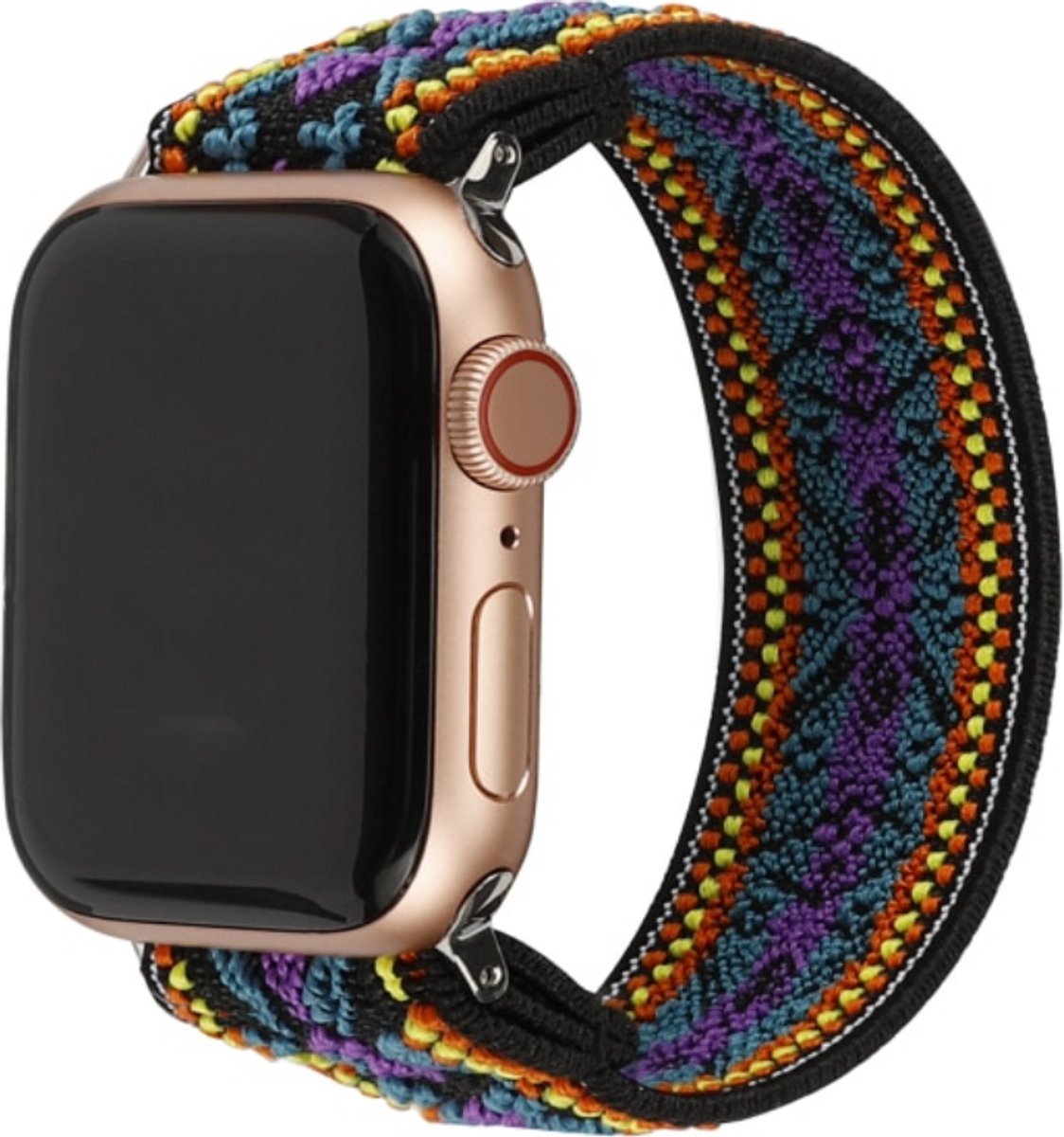 123watches nylon geweven band - bohemian paars - 44, 45, 46 & 49mm - ML - Geschikt voor Apple Watch 1/2/3/4/5/6/7/8/9/10/SE/Ultra