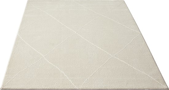 VidaXL Ovale Wol Vloerkleed Crème 120x170 Cm - Zachte Minimalistische Vloerdecoratie Voor Woonkamer