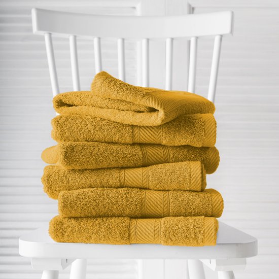 De Witte Lietaer Handdoeken Helene Golden Yellow 50 x 100 cm - 6 stuks - Katoen
