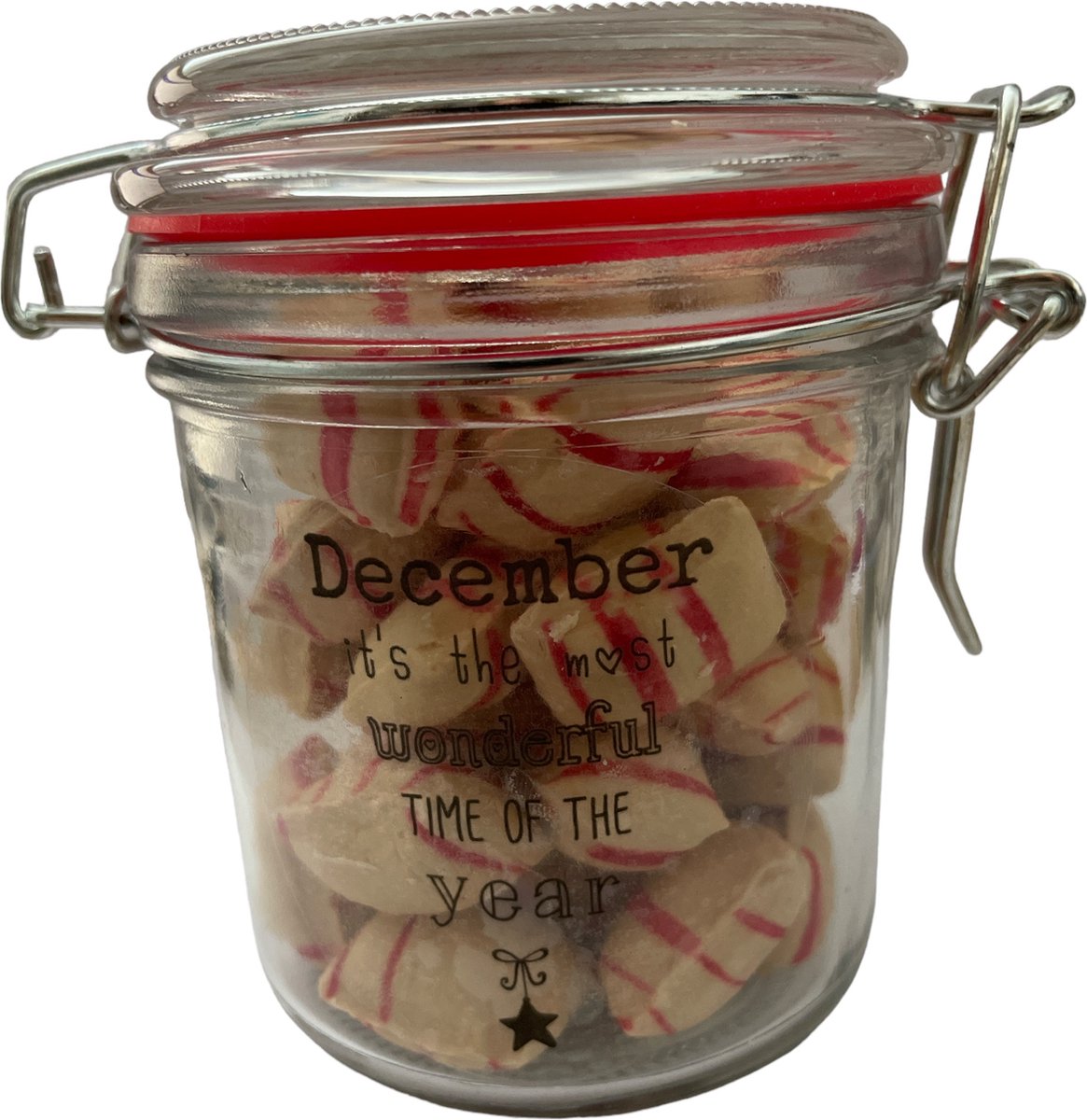 Snoeppotje gevuld 'December it's the most wonderful time of the year'