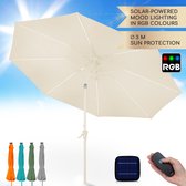 Blumfeldt Parasol voor balkon & tuin, Parasol met UV-bescherming, LED-verlichting & waterdicht, Ronde parasols, Stabiel & knikbaar, Zonwering met solar, Ronde parasol tuinscherm