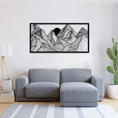 Unieke Handgemaakte Bergen Landschap, Wanddecoratie, Kunst met 3D effect 100 x 200 cm Zwart