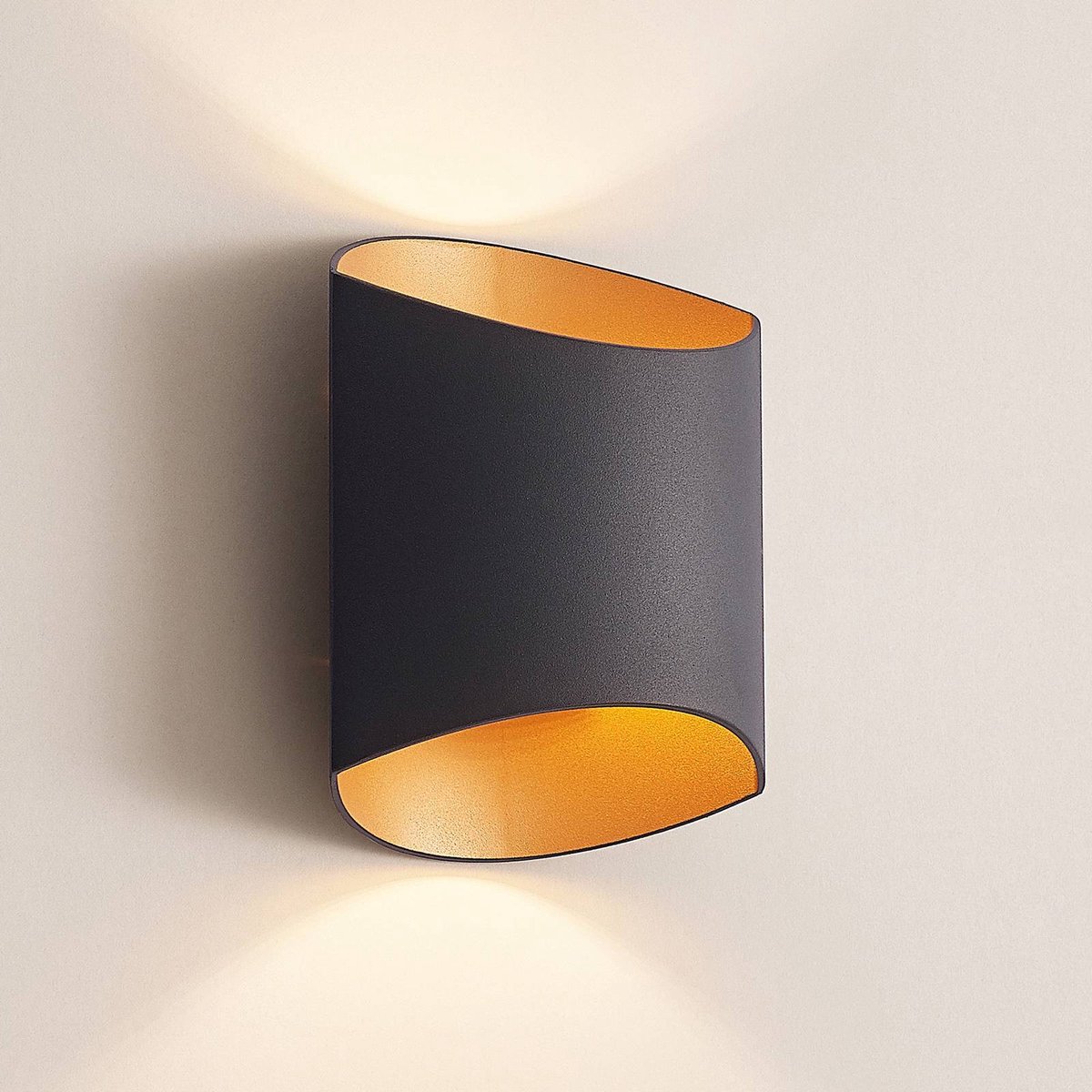 Arcchio - wandlamp - 1licht - aluminium - H: 18 cm - G9 - zwart, goud