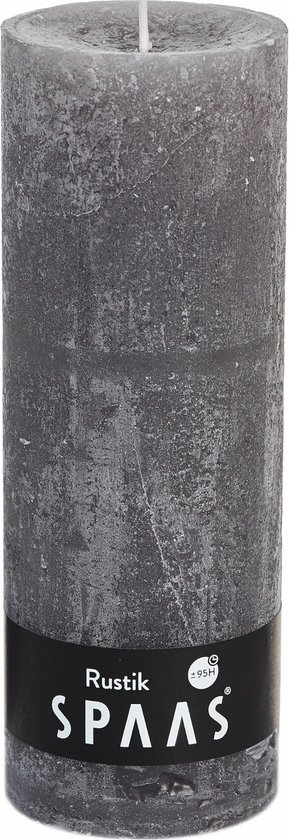 SPAAS - Rustieke geurloze Cilinderkaars hoogte 19cm, ± 95 uur - Taupe - Cilinderkaars