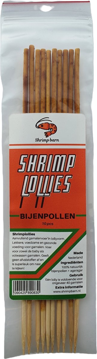 Shrimp barn - Shrimplollies (garnalen lolly) - Bijenpollen - Garnalen voer - Aquarium - 10 stuks