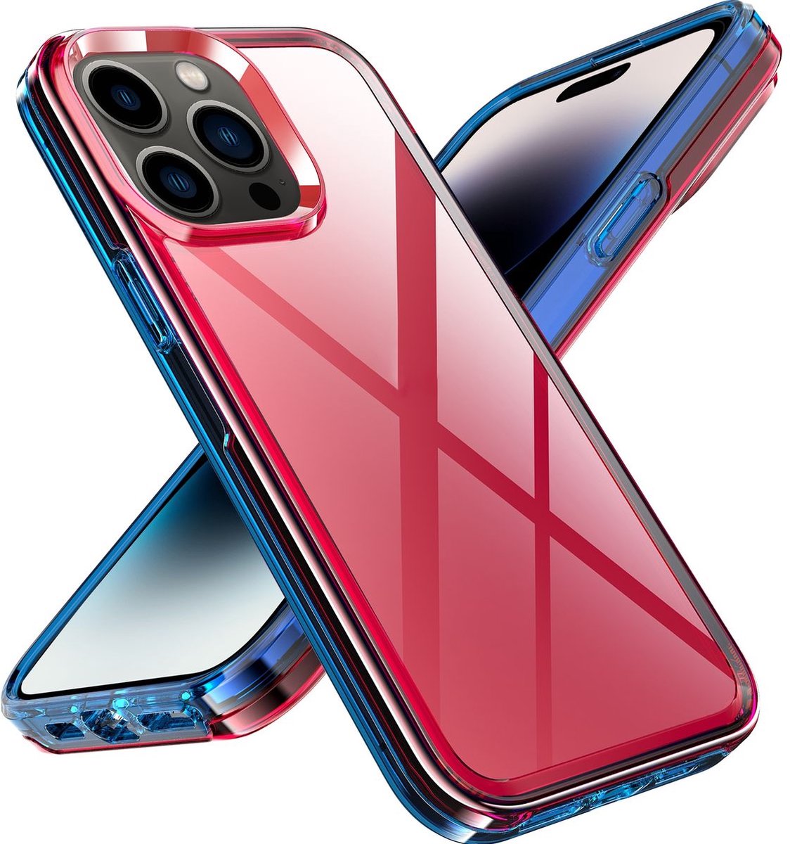 Mobigear Hoesje geschikt voor Apple iPhone 14 Pro Telefoonhoesje Hardcase | Mobigear Crystal Backcover | iPhone 14 Pro Case | Back Cover - Transparant / Rood