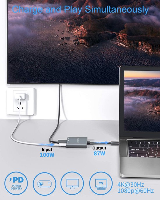SAMTECH USB-C naar HDMI 3 in 1 adapter - Hub - Ultra 4K HDMI - USB 3.0 ...