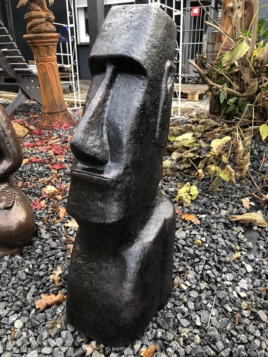 MOAI XXL, grande statue en pierre, des îles de Pâques, marron foncé