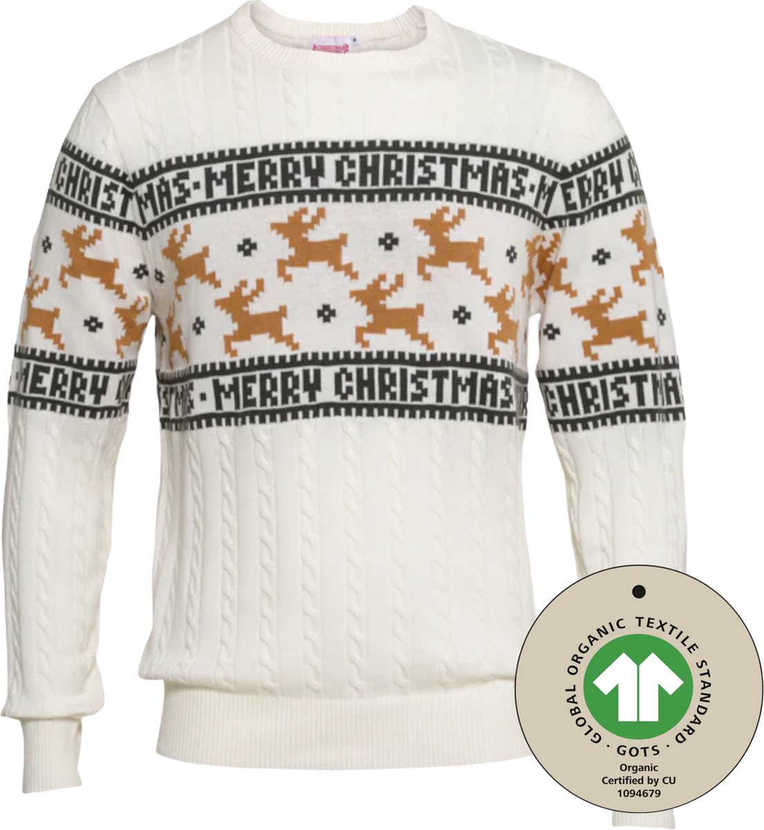 Foute Kersttrui Dames & Heren - Christmas Sweater "Traditioneel & Stijlvol Wit" - 100% Biologisch Katoen - Mannen & Vrouwen Maat XXL
