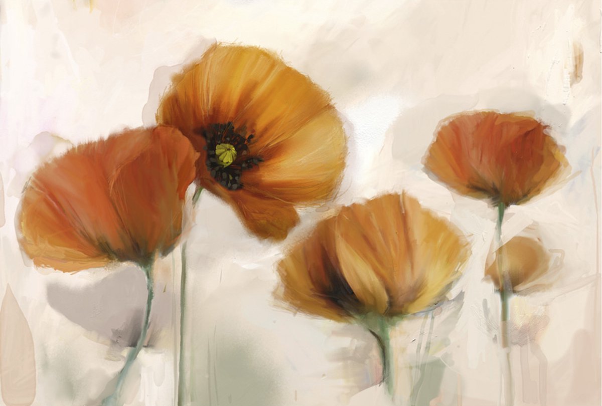 Fotobehang - poppies - vintage.