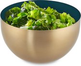 Relaxdays saladeschaal - 1 liter - saladekom - mengkom - rond - rvs - bakken - serveren - groen