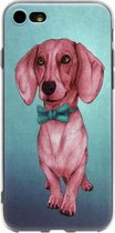 ADEL Siliconen Back Cover Softcase Hoesje Geschikt voor iPhone SE (2022/ 2020)/ 8/ 7 - Teckel Hond