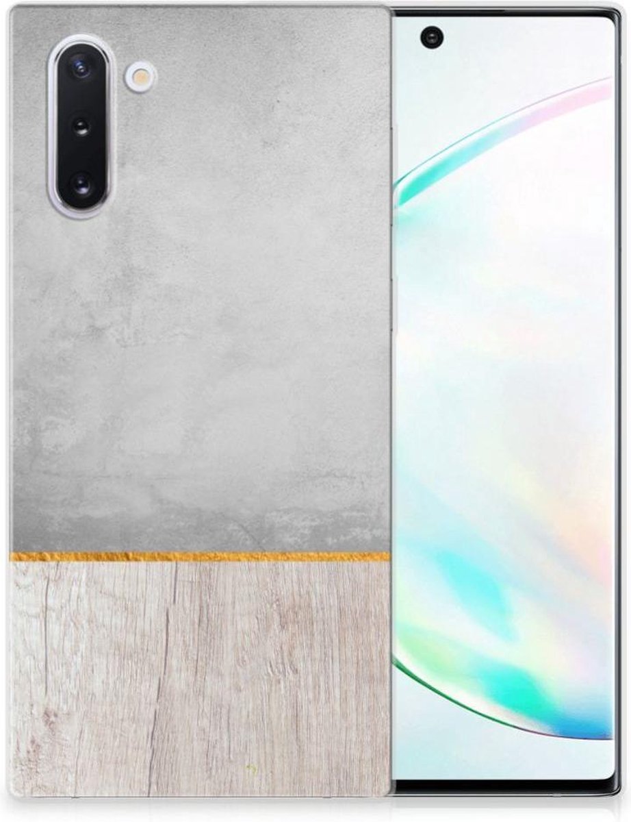 Samsung Galaxy Note 10 Bumper Hoesje Wood Concrete