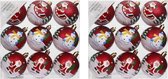 18x Rode kerstballen 6 cm kunststof met print - Onbreekbare plastic kerstballen - Kerstboomversiering rood