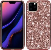 Glitter Back Cover - Geschikt voor iPhone 11 Pro Hoesje - Rose Gold