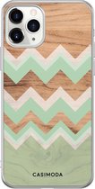 iPhone 11 Pro hoesje - Mint wooden chevron | Apple iPhone 11 Pro case | TPU backcover transparant